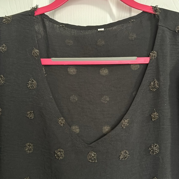 Pom Pom V-neck Puff Sleeve Blouse - Picture 2 of 5